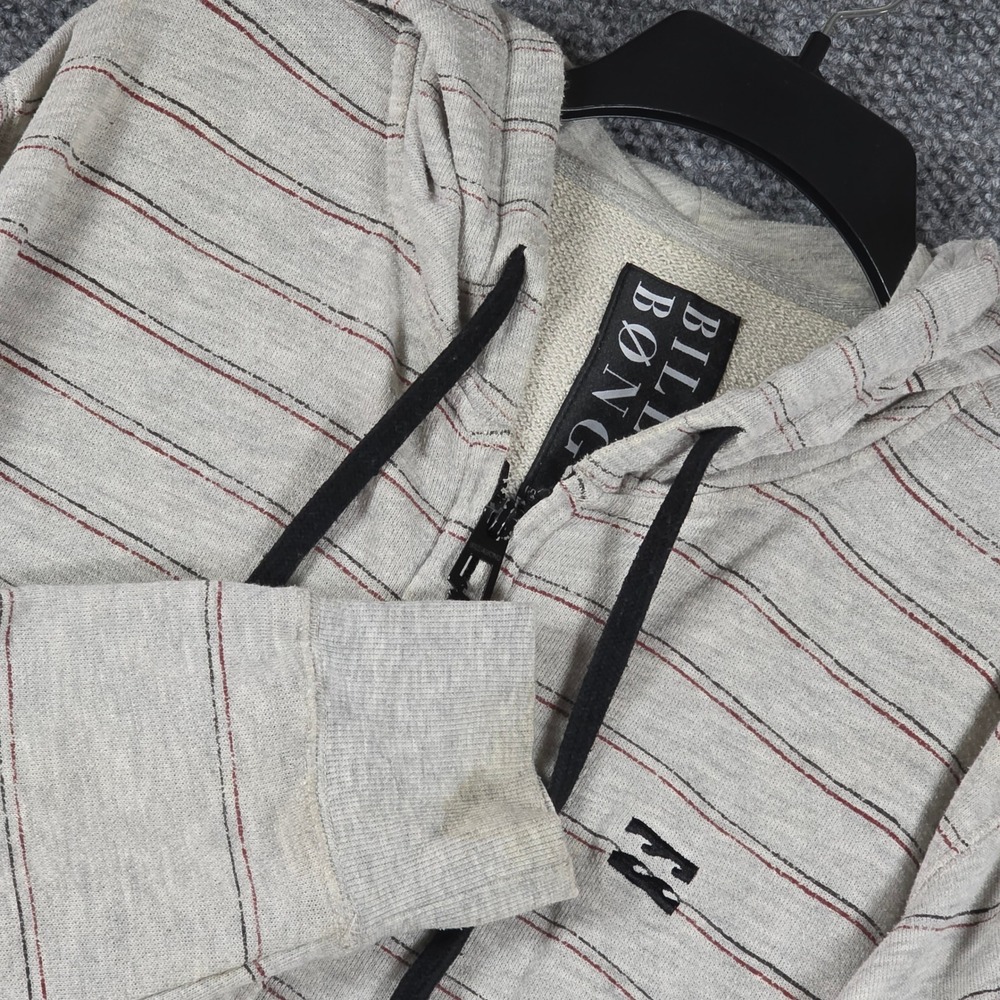 Billabong‎ Mens Zip Up Hoodie Gray Stripe Casual Athletic Size XL